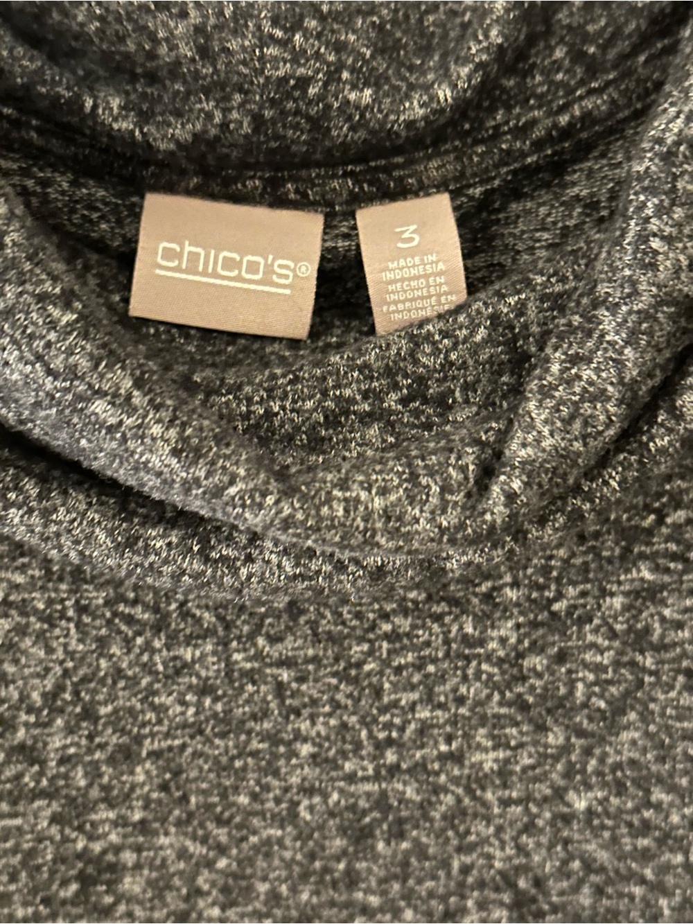 Chico's Charcoal Marled Cowl-Neck Sweater